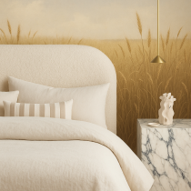 uitverkoop model teddy in ecru boucle, formaat 180 x 122